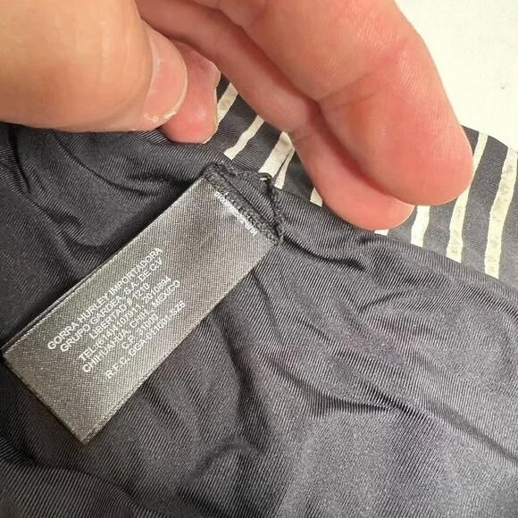 Hurley Striped Bikini Swim Bottom Size L Black White Reversible - Picture 8 of 12